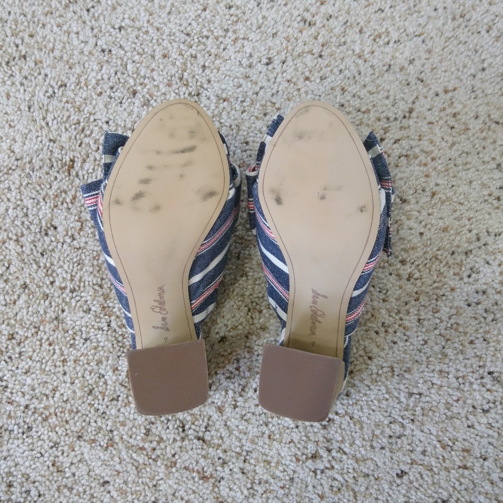 Sam Edelmann Yumi Block Heel Denim Striped Mules - Picture 6 of 8